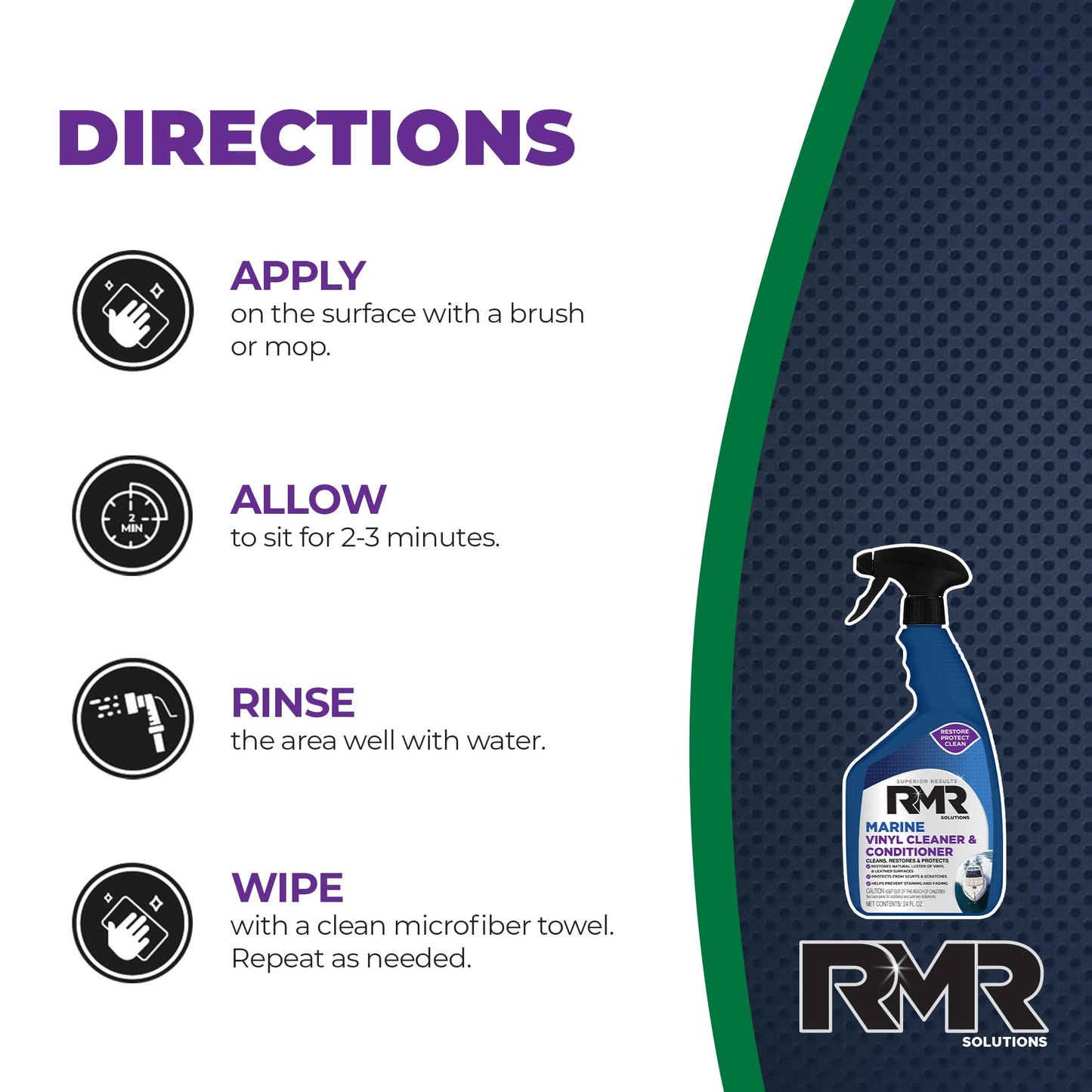 RMR Marine Vinyl Protector, Condition, Clean, & Protect Vinyl, Plastic, & Leather, Multi-Surface Boat, Car, & RV Cleaner & Stain Remover