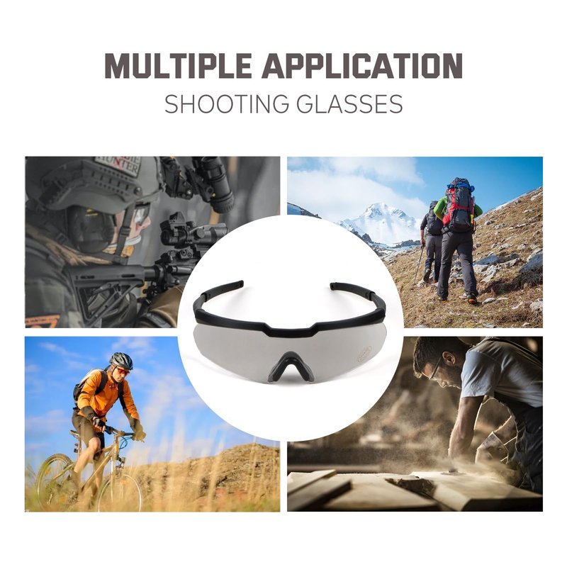 TACBAND Hunting & Shooting Safety Glasses, Eye Protection for Gun Range, Anti-Fog UV Clear Safety Glasses with Flexible Frame