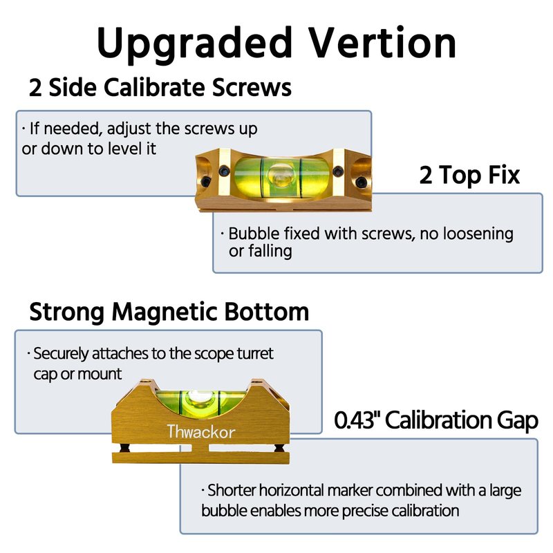 Thwackor Scope Level Picatinny Level Scope Leveling Kit Professional Design High Precision Gold