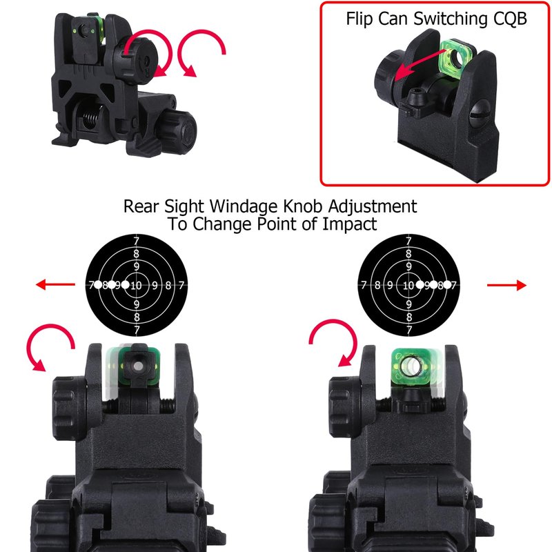 Fiber Optic Sights,Flip Up Front and Rear Backup Sights