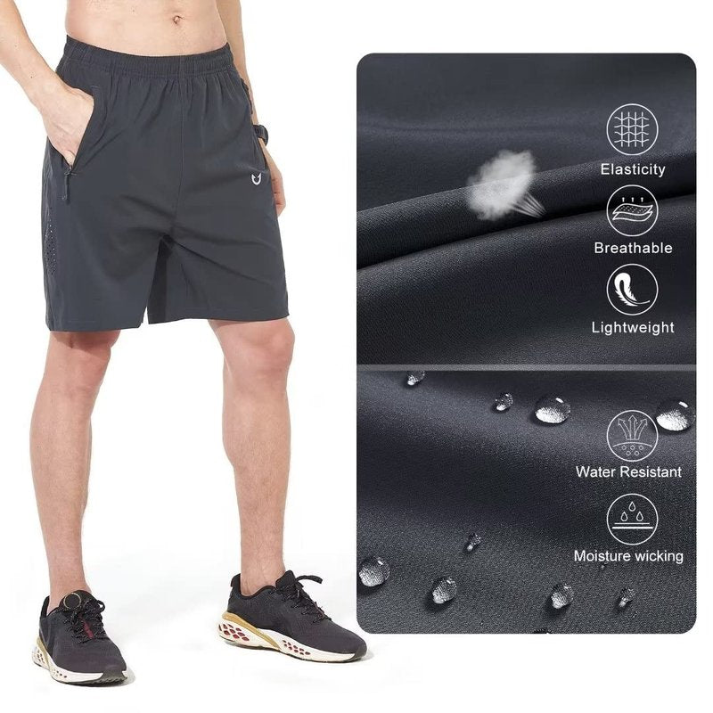 NORTHYARD Men's Athletic Running Shorts Gym Workout 7"/9"/5" Quick Dry Lightweight Sports Basketball Tennis 3 Zipper Pockets Darkgrey 4XL