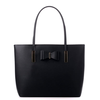 WEDMAY Women's Large Tote Shopper Bag for Work & School - Fits 15.6" Laptop, Water-Resistant Faux Leather Daily Commuter Handbag (Black)