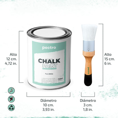 Chalk Paint for Furniture 25 fl.Oz. (750ml) + Special Chalk Paint Brush - Furniture Paint no Sanding or Priming - Chalk Finish Wood Paint - DIY Projects Home Decor & Improvement (ANTIQUE WHITE)