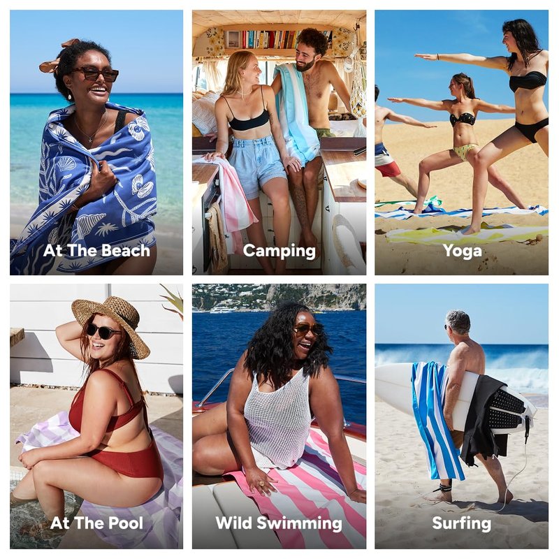 Dock & Bay Beach Towel - Quick Dry, Sand Free - Compact, Lightweight - 100% Recycled - Includes Bag - Ocean Treasure - Large (160x90cm, 63x35)