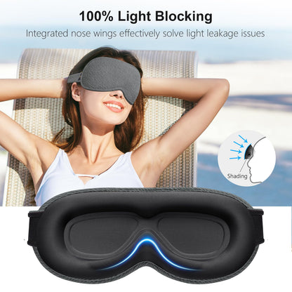 Gritin 100% Blackout Sleep Eye Mask for Women Men, Zero Pressure Sleeping Mask - Ergonomic Design 3D Cutout Eye Movement and Eyelash Friendly Night Blindfold, Ultra Soft Comfortable for Sleeping