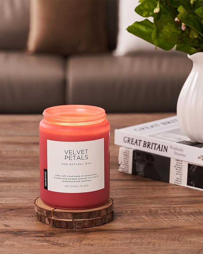 M&SENSE Sandalwood Floral Large Soy Candles for Home Scented, Organic Natural Soy Wax 19.4oz 110 Hour Long Lasting, Luxury Floral Scented Candle Gifts for Women