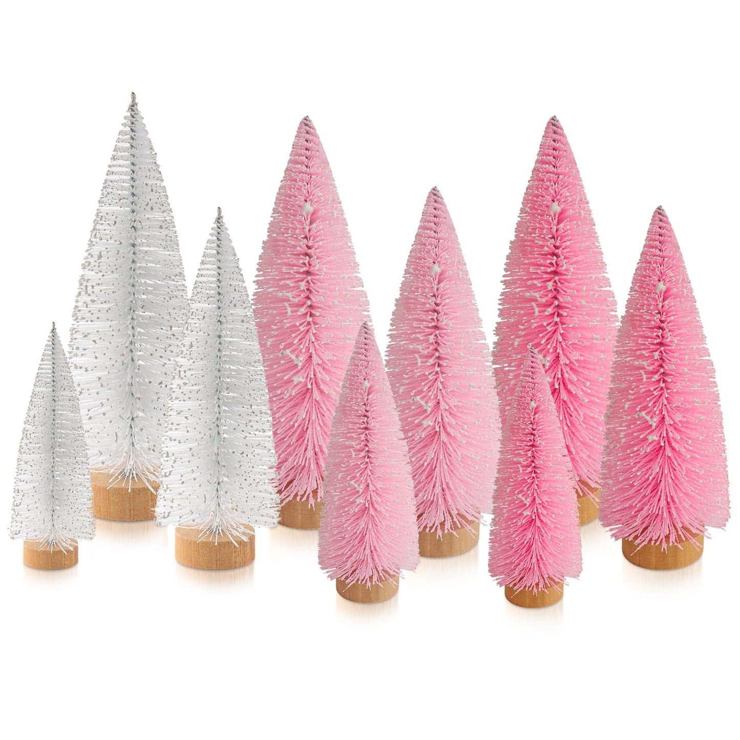 Desktop Miniature Pine Tree Tabletop Christmas Tree Small Pine Tree Decor Christmas Tree Toppers (Light Pink White Pink)