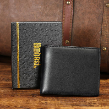 Hoobest RFID Blocking Genuine Leather Wallet, Men Slim Wallets with RFID Block Technology,Stop Electronic Pick Pocketing-Travel Wallet