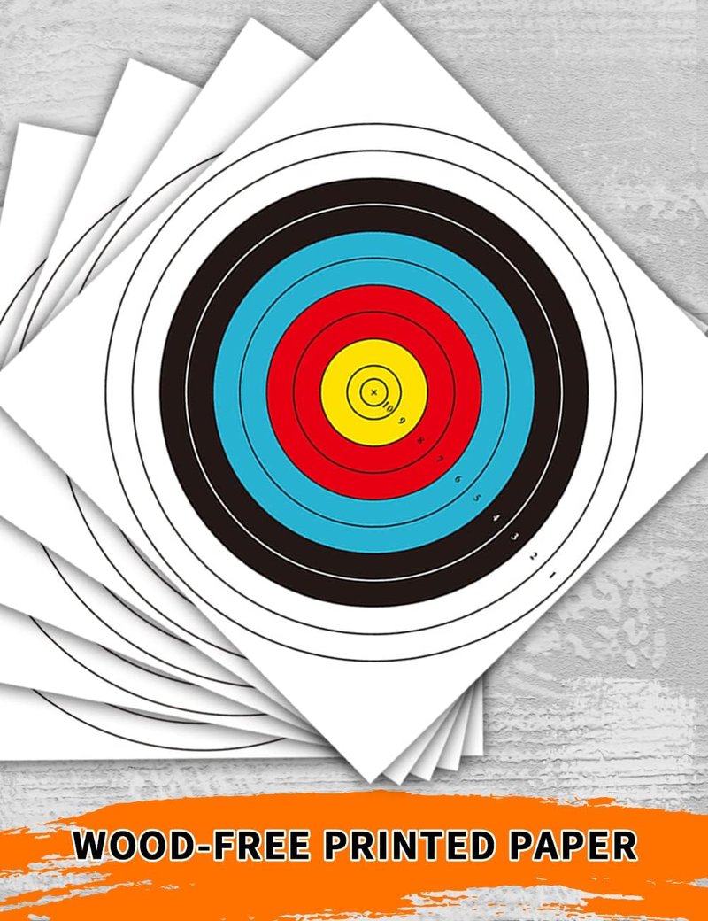 Archery Targets - 40cm Paper Targets for Backyard Practice | 30/50 Pack with 10 Ring Design for Hunting & Shooting