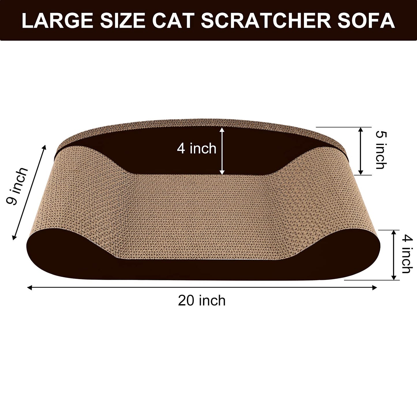 HALOVIE Large Size Cat Scratcher Bed, 20 Inch Cat Scratch Pad Cardboard Sofa Kitten Scratching Board Lounge Couch for Indoor Cats