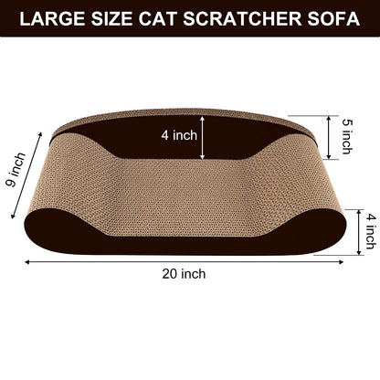 HALOVIE Large Size Cat Scratcher Bed, 20 Inch Cat Scratch Pad Cardboard Sofa Kitten Scratching Board Lounge Couch for Indoor Cats