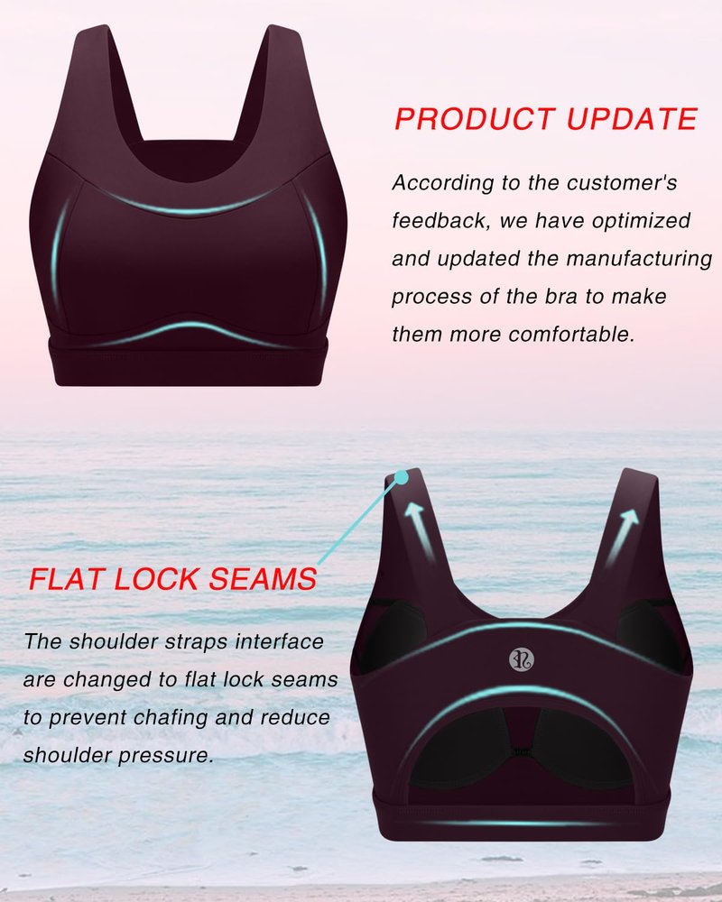 RUNNING GIRL High Impact Sports Bras for Women,Racerback Running Bra Workout Crop Tank Tops Longline Sports Bra Push up(WX2667 Deep Taupe M)