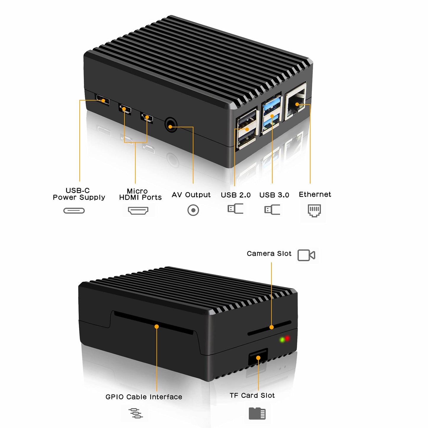Geekworm Raspberry Pi 4 Aluminum Case - Heavy Duty Passive Heat Dissipation Metal Case for Raspberry Pi 4B Only