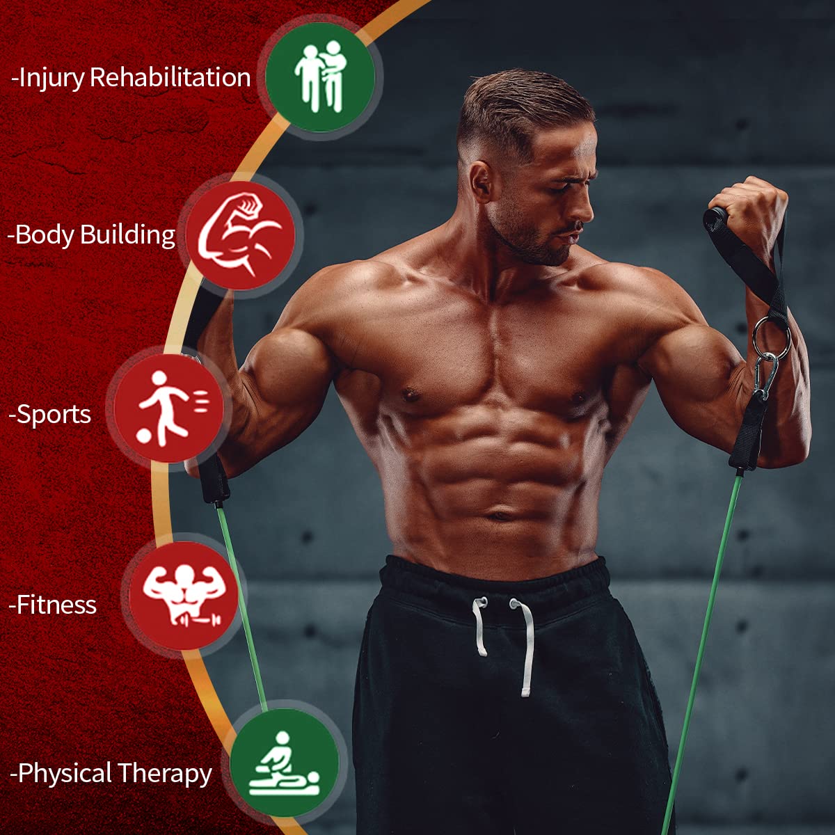 VEICK Resistance Bands Widerstandsbänder Set 5 Fitnessbänder Expander Tube Rubber Bands, Fitnessband mit Tragtasche, Pilates Krafttraining Physiotherapie