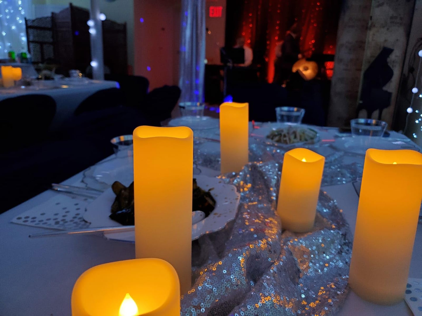 YIWER LED Outdoor Flameless Candles - Set of 5 Battery Operated Candles with 10-Key Remote Ivory Flickering Plastic Pillar Candles for Wedding, Table, Festival, Halloween, Christmas Decorations