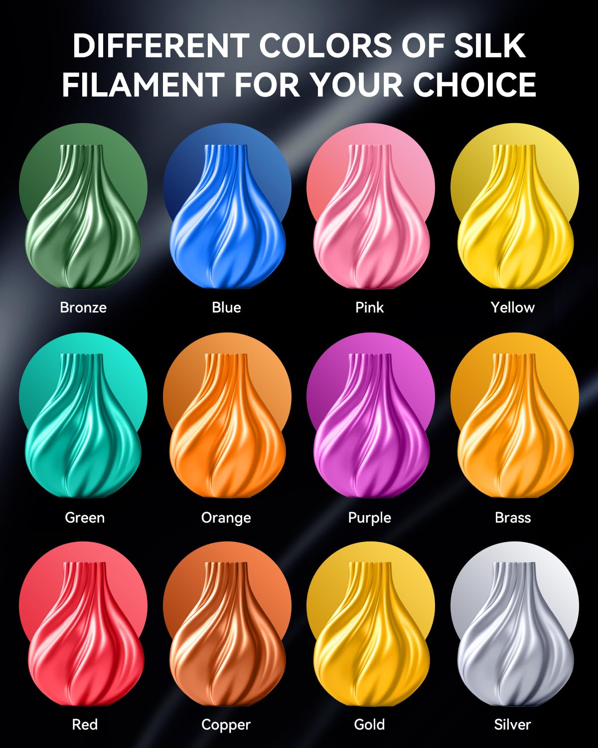 SUNLU Silk PLA+ Filament, Shiny Metallic Silk 3D Filament 1.75mm, High Strength PLA Plus 3D Printer Filament, 1KG Spool, Light Gold