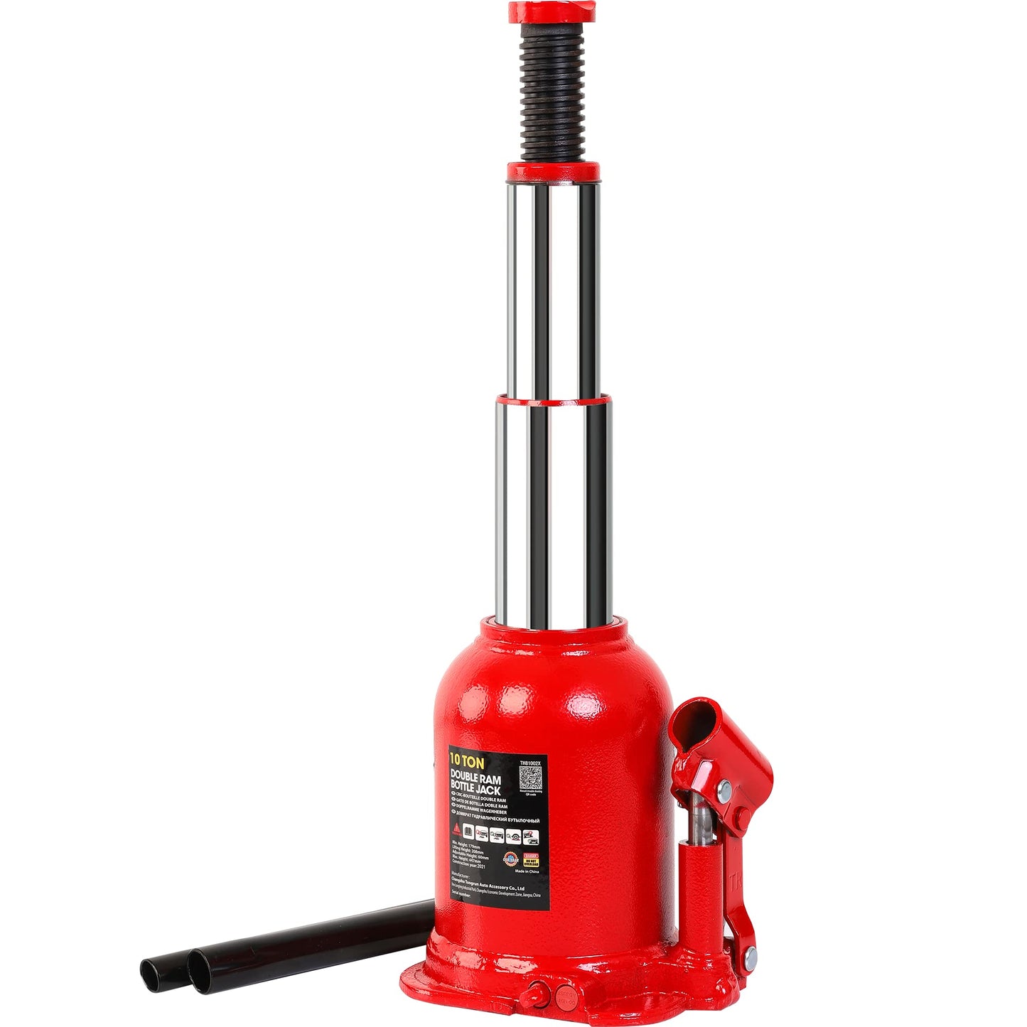 BIG RED 10 Ton (20,000 LBs) Torin Double Ram Welded Hydraulic Car Bottle Jack for Auto Repair and House Lift, Red, ATH81002XR