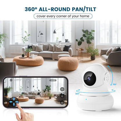 litokam Little elf Indoor Camera - 2K Pet Camera with APP Controlled, Smart Motion, Two-Way Audio, 360° Security Camera Indoor with IR Night Vision, Work with Alexa
