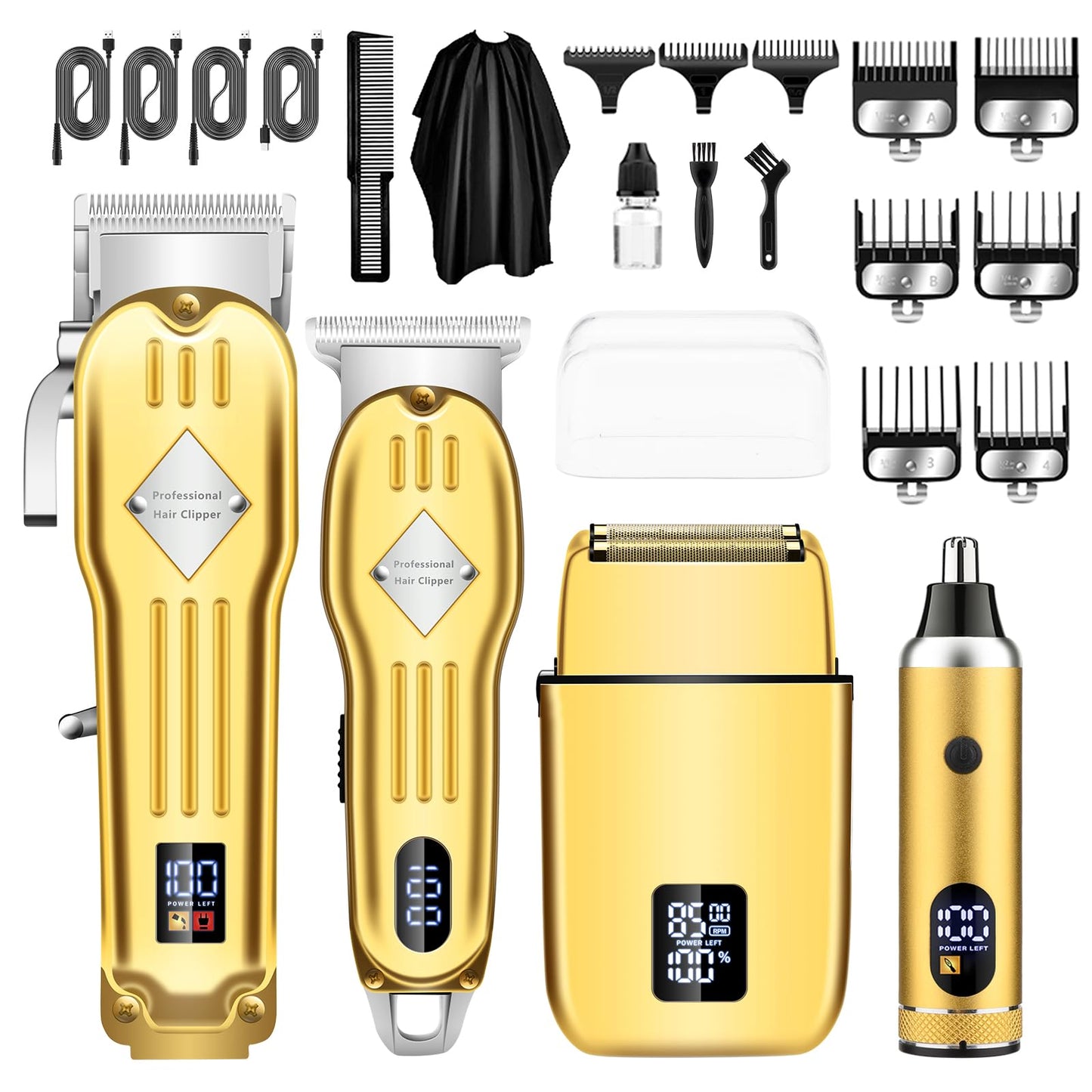 Hair Clippers for Men, Professional Beard Trimmer Mens Shaver Electric Razor Nose Trimmer Kit, Cordless Barber Clippers and Trimmers Set, Hair Cutting Kit, Shaving Machines for Men Grooming Gifts
