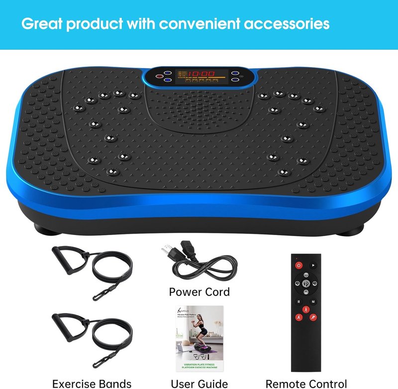 Waver Vibration Plate Exercise Machine - Lymphatic Drainage & Weight Loss | 120 Speed Levels, Full-Body Workout with Resistance Bands