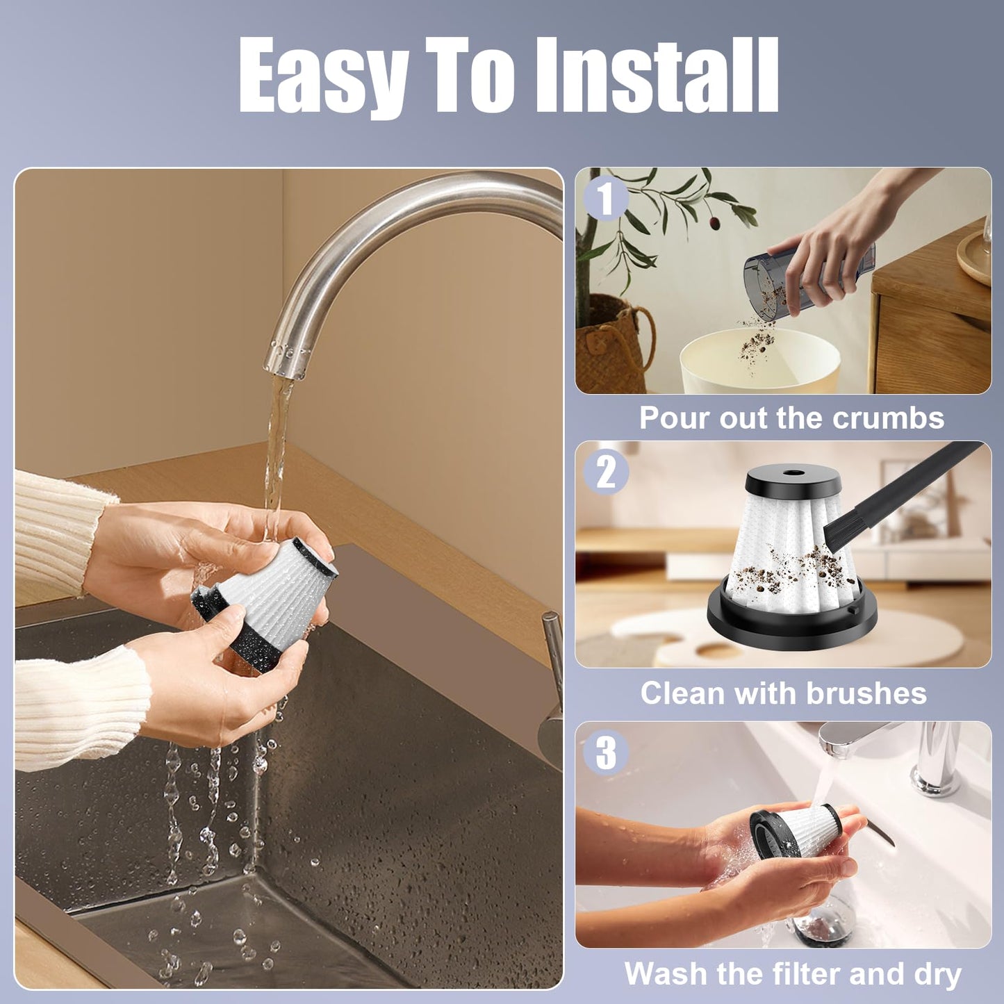 Hayousui Reusable Replacment HEPA Filters: 2 Pack Handheld Vacuum Cleaner Dust Collector Mini Filter Hepa Filtration for KVC07/KVC09 Keyboard Vac Kits