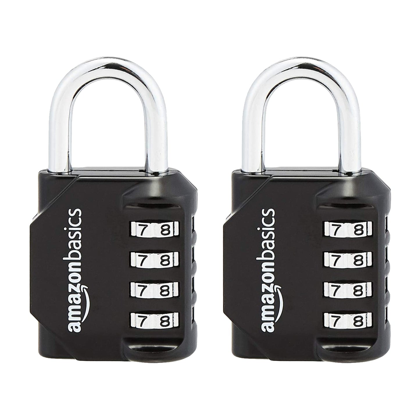 Amazon Basics 4-Digit Combination Lock for Gym and Sports, 2-Pack, Black