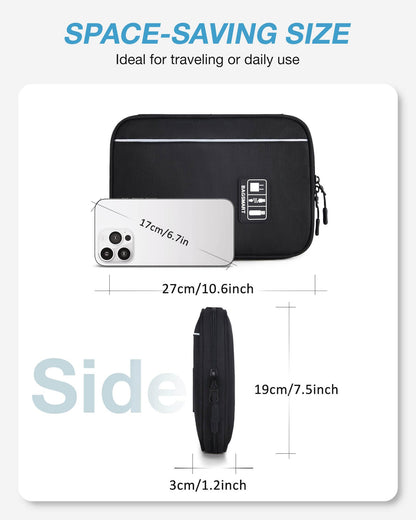 BAGSMART Electronics Travel Organizer Case, Tech Accessories Cord Storage Bag for Phone, Power Bank, SD Card, Cables, Black