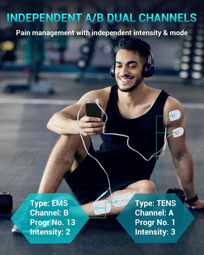 Comfytemp TENS Unit Muscle Stimulator for Pain Relief Therapy, FSA HSA Eligible TENS Machine with 24 Modes and DIY, Dual Channel EMS Unit, Pulse Muscle Massager for Back, Shoulder, Sciatica, Knee