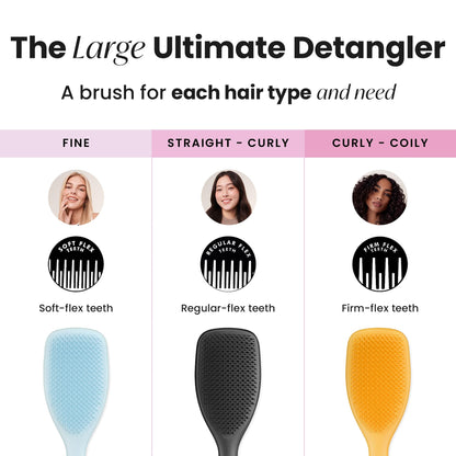 Tangle Teezer Large Ultimate Detangler Hairbrush - For Wet & Dry Hair - Detangling Brush for Thick, Curly & Long Hair - Two-Tiered Teeth Reduce Breakage & Eliminate Knots - Large Paddle - Black Gloss
