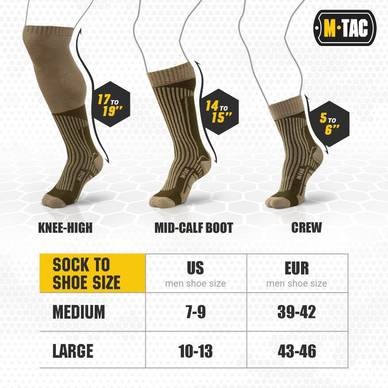 M-Tac Knee High Tactical Socks 2 Pack - Military Lightweight Coolmax Moisture Wicking Army Combat Socks (OCP, M)