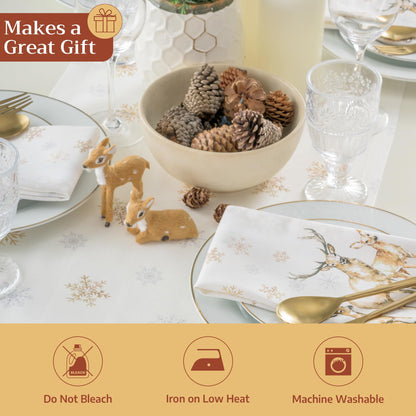 Maison d' Hermine Table Runner 100% Cotton Double Layer Table Runners 108 inches Long for Thanksgiving Christmas Decorations Home Kitchen Dining Party Wedding (Deer in The Woods, 14.5" x 108")