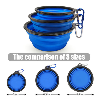 COLLAPSIBLE 2-Pack Small Dog Travel Bowl, Collapsible Bowls for Dogs, Foldable Cat Water Bowl, Portable Pet Traveling Dish (Green & Blue)