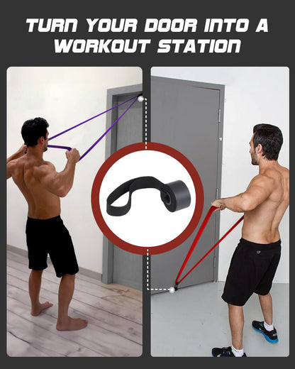 Fitense Resistance Bands Set for Men Women - 6 Resistance Levels 15-170 LBS Pull Up Bands, Exercise Bands Resistance with Door Anchor, Training Poster & Pouch for Body Stretching, Pull Up Assist