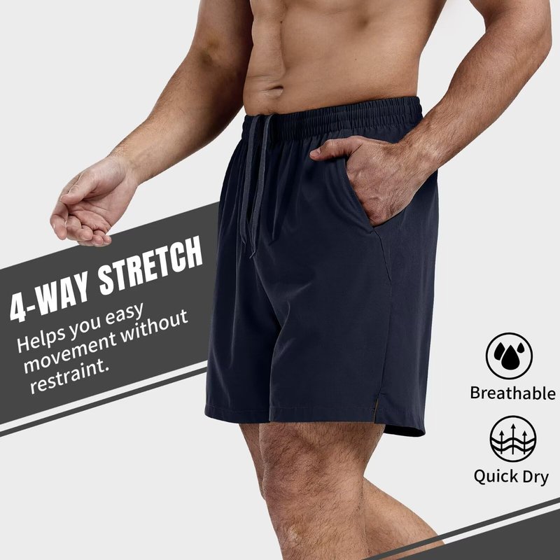 FIONECA 3 Pack Men's Athletic Running Shorts 5 Inch,Quick Dry Gym Workout Shorts with Zip Pockets