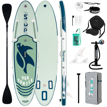 FunWater Inflatable Stand Up Paddle Board Ultra-Light Inflatable SUP Board Paddle Blow up Paddle Boards for Adults with SUP Advanced Accessories, Double-Ended Paddle, Seat, Pump, Backpack, Leash