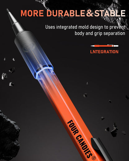 Four Candies 1.3mm Mechanical Pencil Set with 72 Lead Refills, 3PCS Metal Weatherproof Body Heavy Duty Carpenter Pencil, 3 Eraser, 16 Eraser Refills, for Outdoor Woodworking Drafting Marking with Case