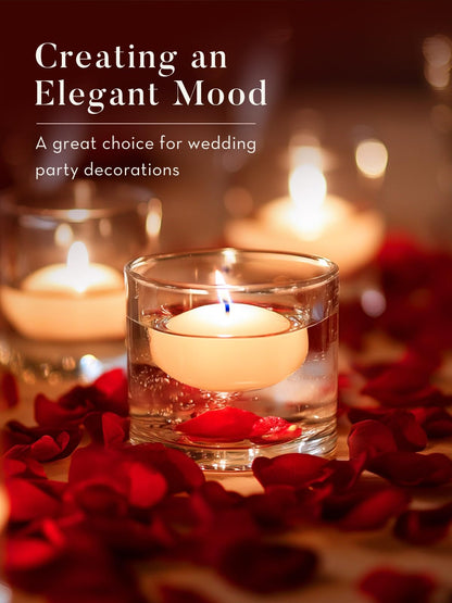 Ashlux White Floating Candles 2 inch, 24 Pack Floating Candles 5-6 Hours Long Burning, Unscented Floating Candle for Centerpieces, Wedding, Christmas Lights, Romantic Night for Her/Him Set