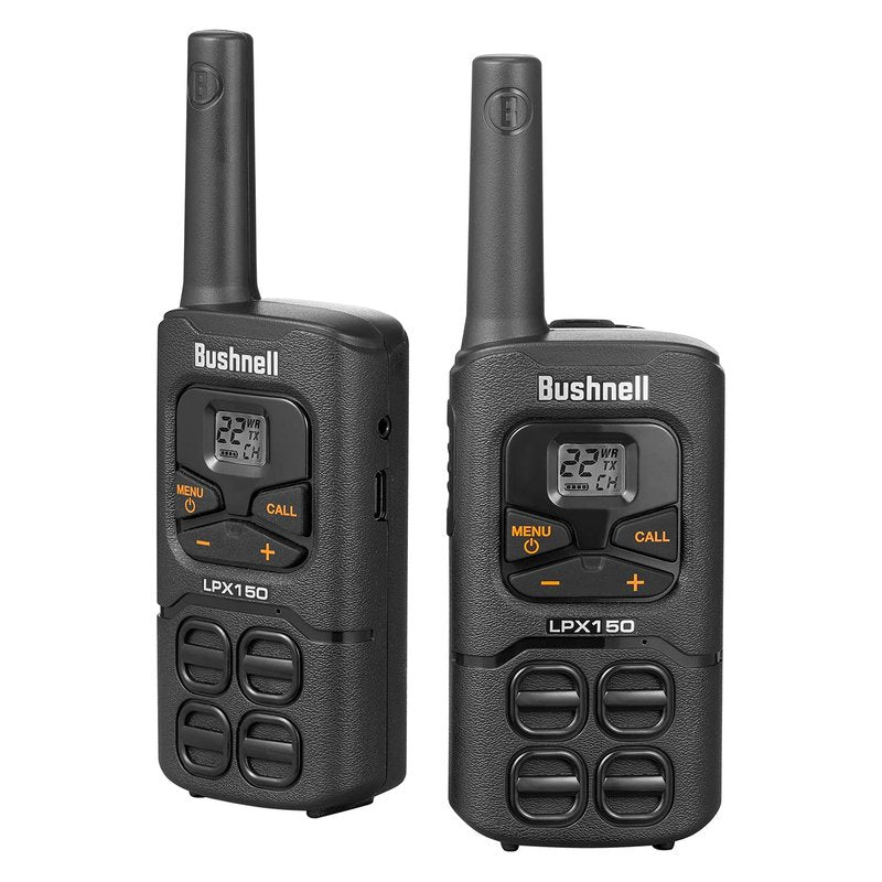 Bushnell LPX150 Walkie Talkie Radio - Reliable Quality, Rugged Design, 0.5W Power for 20 Miles of Range, Two Way Radios Equipped for Wherever Life Takes You (2 Pack)