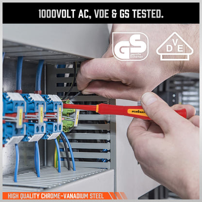 HORUSDY 1000V 6-Piece Mini Insulated Screwdriver Set, Magnetic Tip Mini Electrician Screwdriver Set Slotted(1.8mm,2.0mm2.5mm,3.0mm), Phillips: (PH00, PH0)