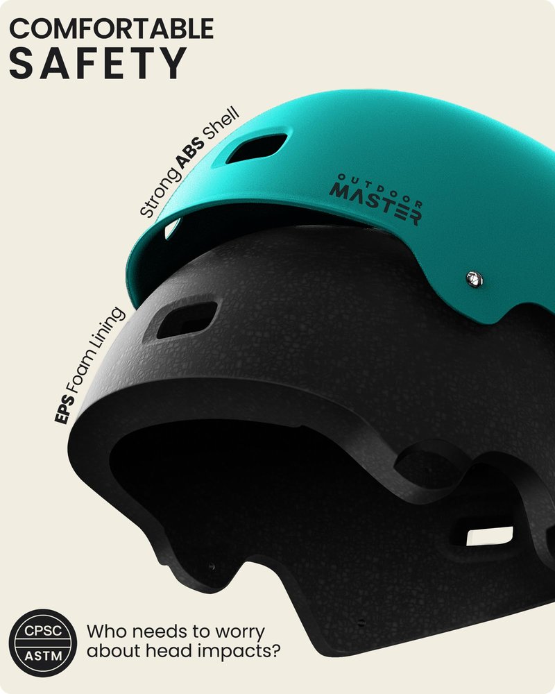 OutdoorMaster Skateboard Cycling Helmet - Two Removable Liners Ventilation Multi-Sport Scooter Roller Skate Inline Skating for Kids, Youth & Adults - L - Sea Green