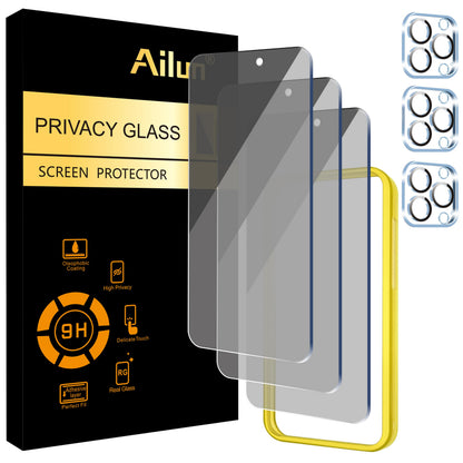 Ailun 2Pack Privacy Screen Protector Compatible for iPhone 14 Pro Max [6.7 inch] + 2 Pack Camera Lens Protector, Anti Spy Private Tempered Glass Film, Case Friendly, [9H Hardness] - HD