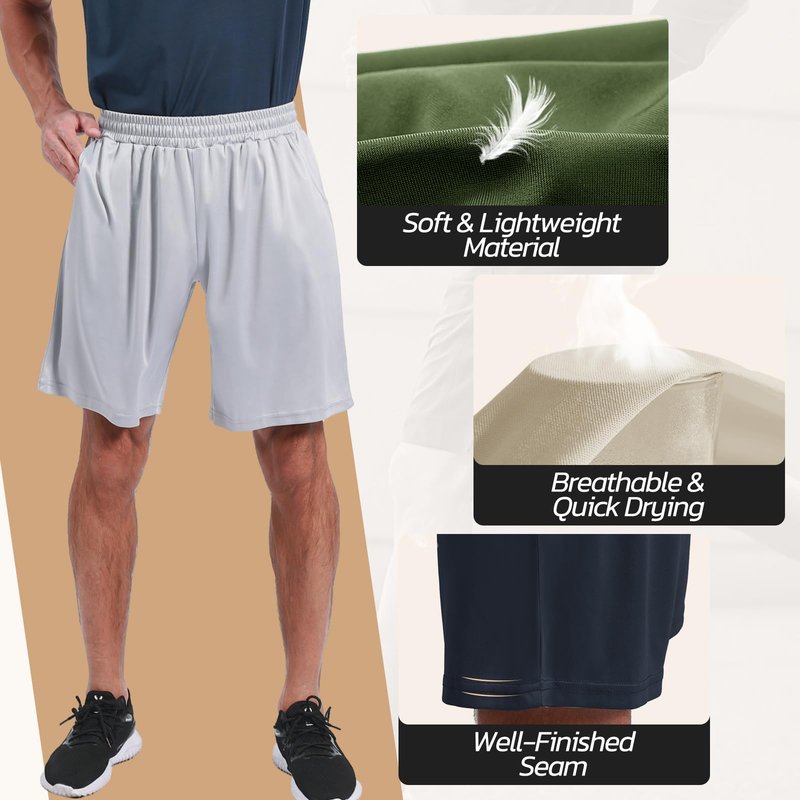 BOOJO 3 Pack Gym Basketball Mens Shorts - Quick Dry Black Workout Athletic Shorts with Pockets for Casual Running(S-6XL)