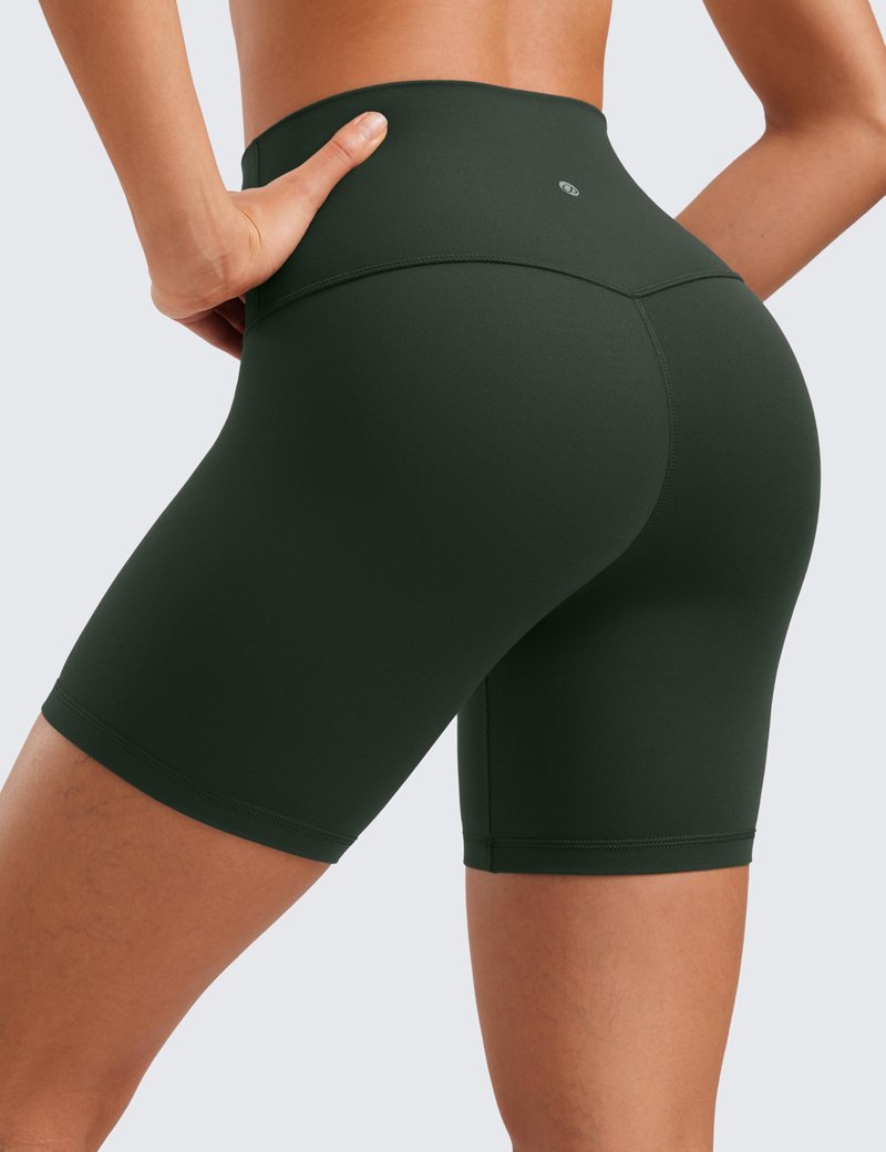 CRZ YOGA ButterLuxe Biker Shorts 6" - High Waisted Workout Running Volleyball Spandex Yoga Womens Legend Green Medium