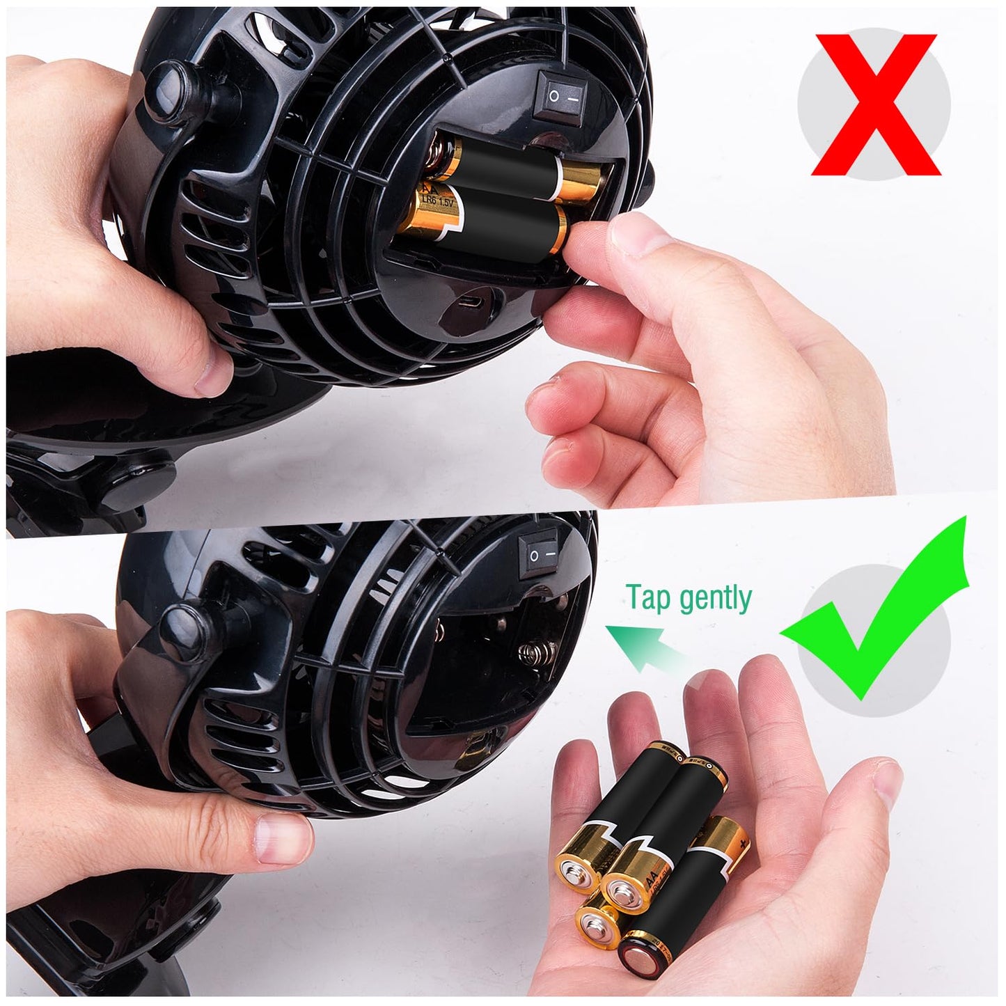 Gazeled Battery Operated Fans, Stroller Fan Battery Operated, Portable Battery Powered Fan with Clip, 5 Inch Cordless Fan for Camping, Mini Quiet Personal Fan for Bed, Car, 8 Free AA Batteries