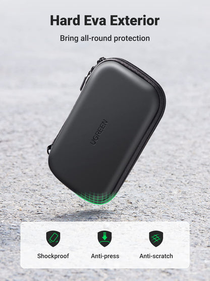 UGREEN Hard Drive Case, Portable External Hard Drive Bag for 2.5 Inch HDD SSD, Waterproof Protective Storage Pouch EVA Compatible with Solid State Drive WD Western Seagate Toshiba Lacie