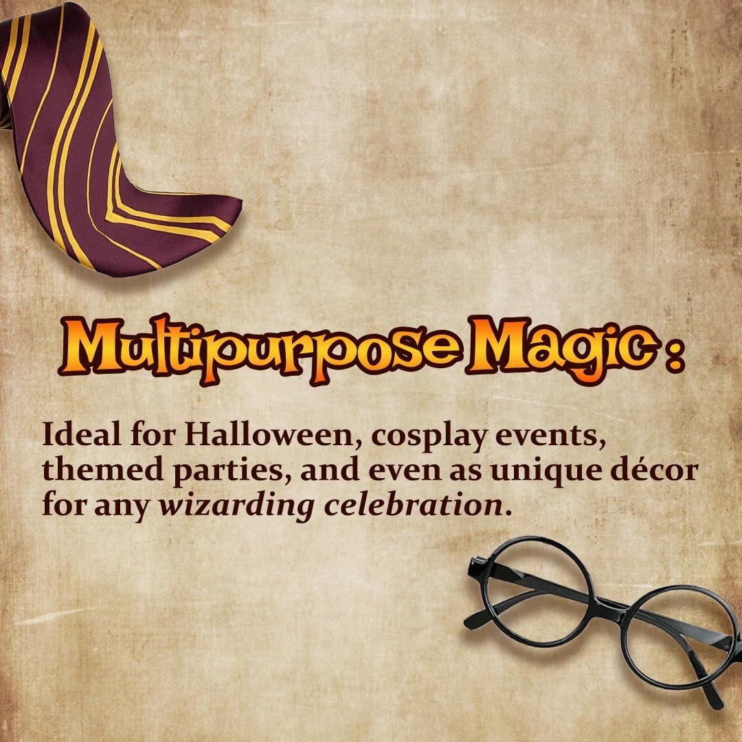 Kangaroo Wizard Costume for Kids and Adults - Wizard and Witch Tie Kids and Adults with glasses Spectacles - Men and Women Accessories for Halloween and Dress Up Apparel