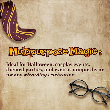 Kangaroo Wizard Costume for Kids and Adults - Wizard and Witch Tie Kids and Adults with glasses Spectacles - Men and Women Accessories for Halloween and Dress Up Apparel