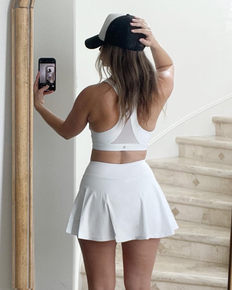 Stelle Women Tennis Golf Skirts High Waisted with Inner Shorts for Athletic Workout Sports Skorts Running Pickleball (WT, L) White