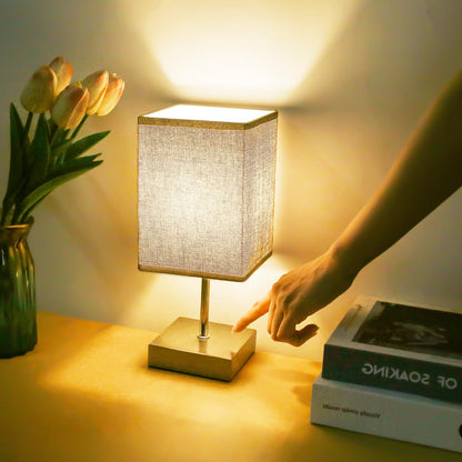 Aomeya Touch Control Table Lamp, 3-Way Dimmable Bedside Lamps Nightstand Lamps with Flaxen Fabric Shade for Bedroom Living Room,LED Bulb Included (Grey-1Pcs) (Grey-1Pcs)