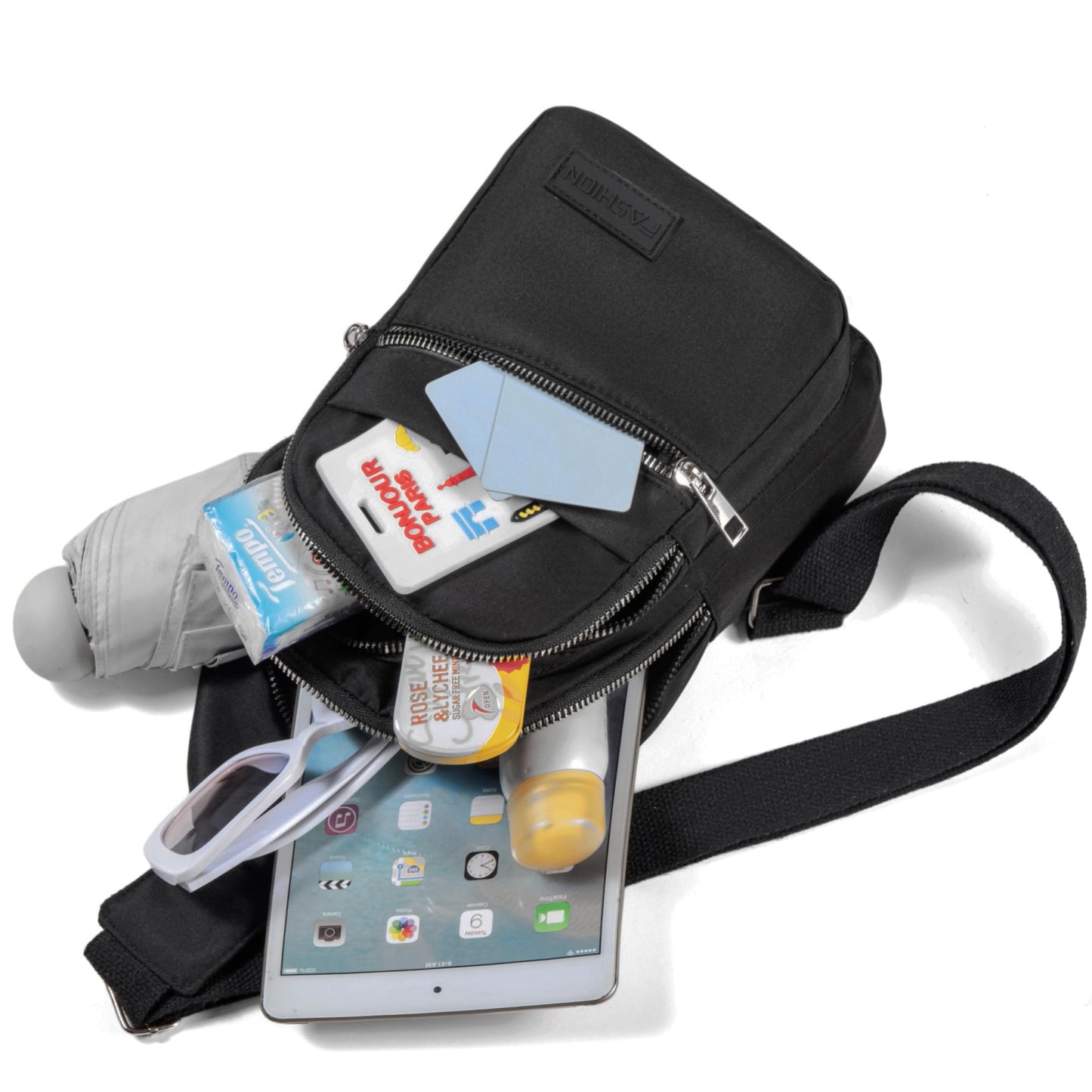 Small Sling Backpack Crossbody Sling Bag for Women, Chest Bag Daypack Fanny Pack Cross Body Bag for Outdoors Hiking Traveling - Black
